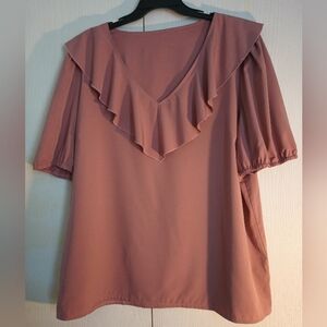 Shein Women's plus size 4X Ruffle Collar Blouse